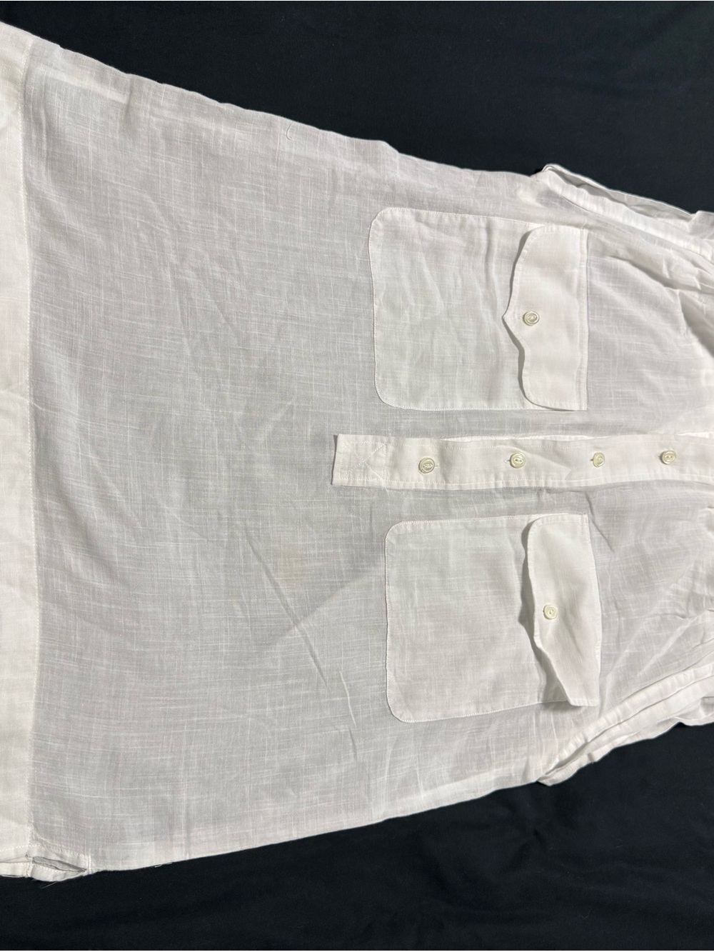 Ralph Lauren White Casual Linen Button-Down Shirt with Patch Pockets
